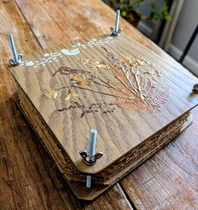 1970s Vintage Plant Floral Wooden Flower Press Decoupage Cardboard Paper Screws - Picture 1 of 12
