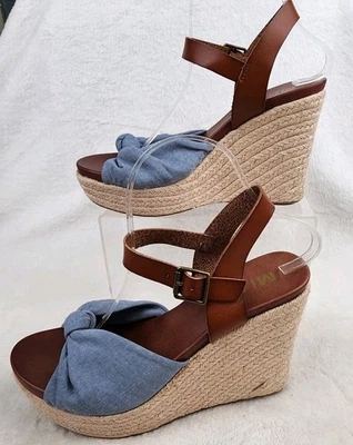 Sandalia alpargata de cuña anudada cuerda Lorryann 8,5 para mujer Mia azul claro NUEVA Foto 1 de 4