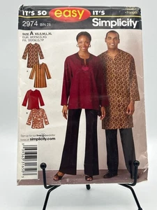 Simplicity 2974 Easy Sewing Pattern Tunic Pants XS-XL Unisex - Picture 1 of 2
