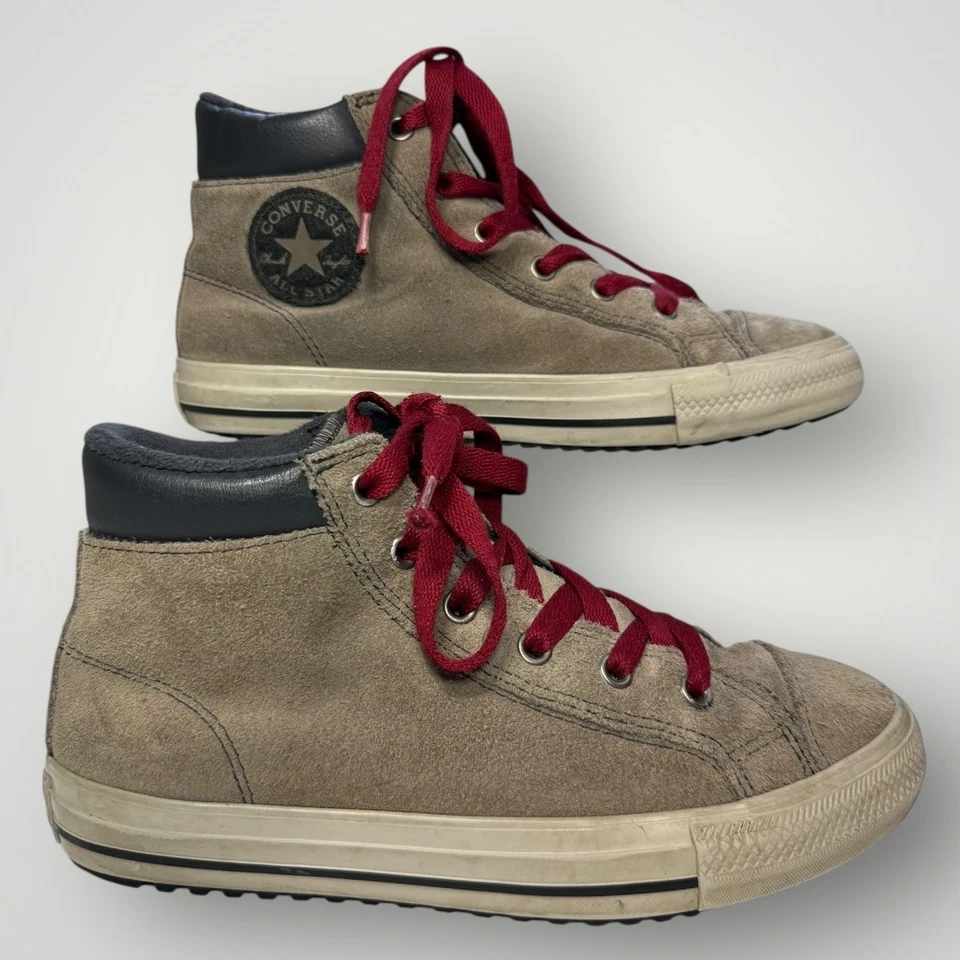 Tênis raro Converse All Star camurça cano alto marrom vermelho cadarços jovens crianças 4 - Imagem 1 de 4