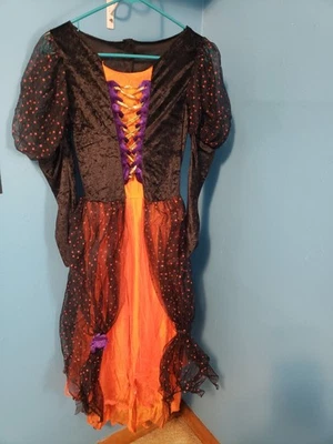Witch Dress Halloween Costume - Orange & Black - Sparkles & Tulle - Size 10/12 - Image 1 of 4