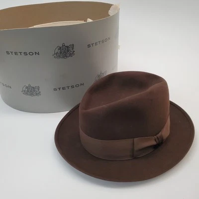 Vtg Stetson Royal De Luxe Fedora Hat Sz 6 7/8 Brown 1940s–50s USA Felt - Image 1 of 4