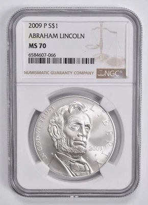 MS70 2009-P Lincoln Commemorative Dollar NGC Brown Label *9821 - Image 1 of 4