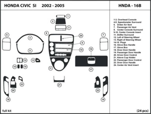 Kit de molduras de tablero de fibra de carbono real interior para Honda Civic SI 2002-2005 - Imagen 1 de 1