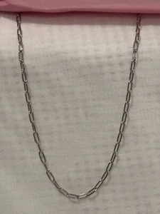 Rhodium over 925 sterling silver paper clip chain Necklace 20" - Picture 1 of 3