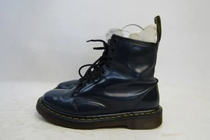 Dr. Martens Youth Size 6 Blue Leather Lace Up 8 Eye Ankle Boots - Picture 1 of 11