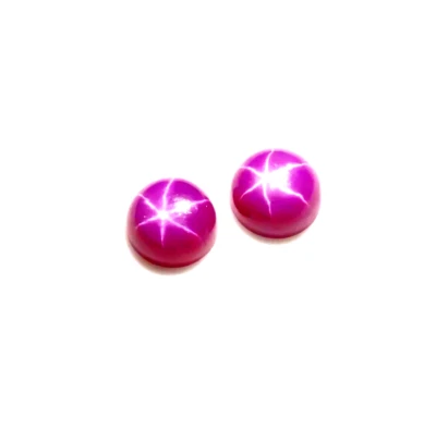 4 CT Lab Crated Ruby Star 1 Pair Round Pink Linde Ruby Star Gemstone 7X7X3 mm - Image 1 of 2