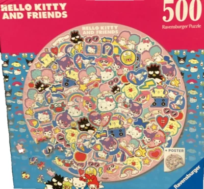 Rompecabezas circular divertido Ravensburger 500 piezas Hello Kitty and Friends 2024 Foto 1 de 2