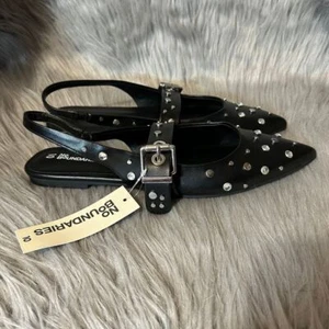 Ballerine donna senza confini borchie con schienale taglia 10 nere scarpe regolabili - Foto 1 di 8