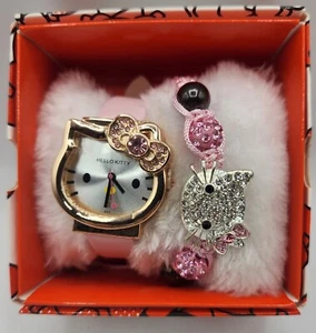 HELLO KITTY roségoldfarbenes Uhr- & Armbandset, rosa Band, juweliert, BRANDNEU - Bild 1 von 15