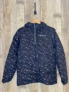 Columbia Girls Horizon Ride Hooded Insulated Jacket Black/Purple/Pink SZ L 14/16 - Picture 1 of 15