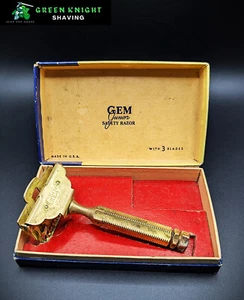 Vintage GEM Junior Rasierhobel vergoldet mit Original Box - Bild 1 von 8