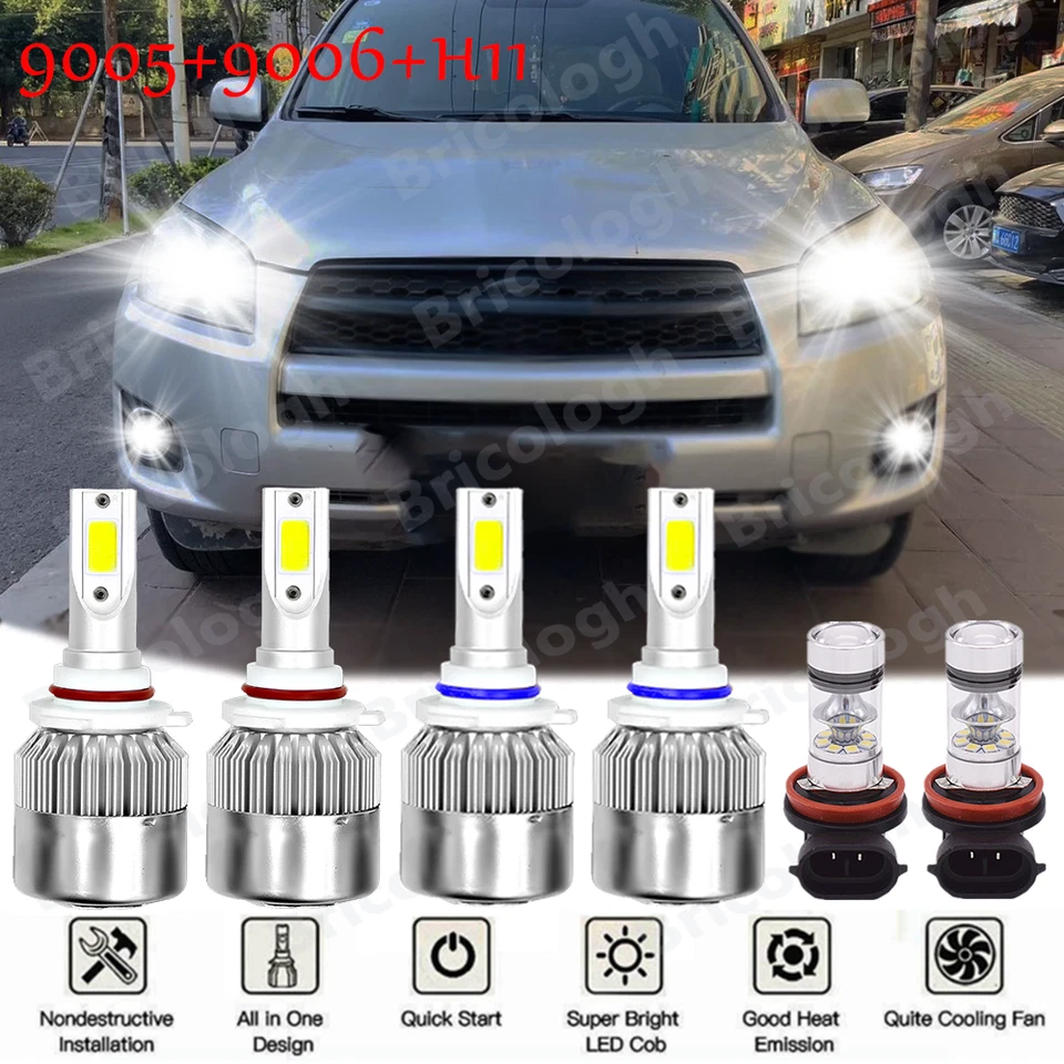 Lâmpadas de LED altas/baixas/neblina para Toyota RAV4 2007-2009 2010 2011 2012 - Imagem 1 de 4