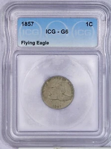 1857 Flying Eagle Cent 1C ICG G6 - Picture 1 of 2