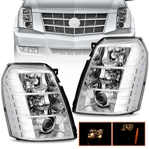 Pair Chrome HID/Xenon Projector Headlights For 2007-2014 Cadillac Escalade LH RH - Picture 1 of 11