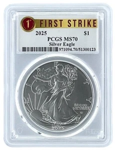 2025 1oz Silver American Eagle PCGS MS70 - First Strike - 1st Label - Picture 1 of 2