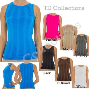 Women's Seamless Sleeveless Ruched Tank Top Stretch Spandex Regular Back OneSize - Picture 1 of 8