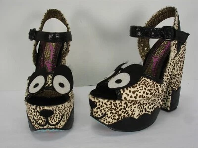 全新 IRREGULAR CHOICE LEOPARD PRINT PONY HAIR DOG FACE PLATFORMS HEELS 女士 8 码 — 第 1/4 张图片