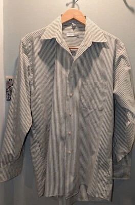 Geoffrey Beene Sz M Long Sleeve Shirt Ivory Striped 15.5 34/35 Wrinkle Free Mens - Image 1 of 4
