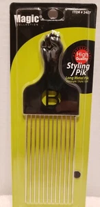 man woman long Travel DETANGLE Styling metal AFRO lift Comb wig pik Pick Pic - Picture 1 of 1
