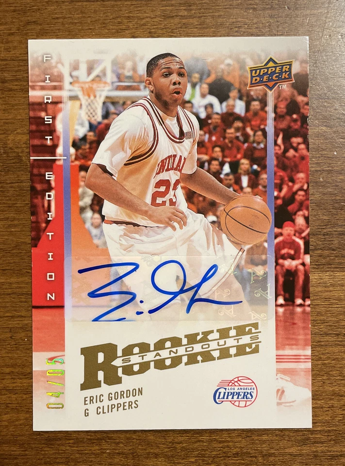 Eric Gordon 2008-09 Upper Deck Rookie Standouts Auto RSEG Clippers Rockets /5 RC - Image 1 of 4