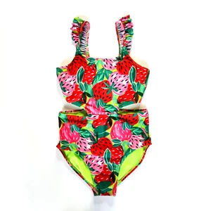 Girls Cat & Jack One Piece Swimsuit Size XL 14 Cut Out Fruit Strawberry Pink Red - Picture 1 of 9