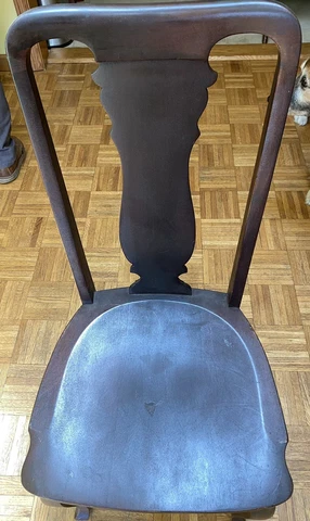 Antique Dark Brown Sturdy Wooden Fiddle Back Chair. *Local Pickup Only* Cover