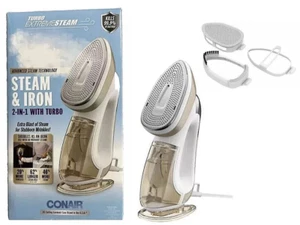 New CONAIR TURBO EXTREME STEAM & IRON 2 n 1 Handheld GS308GD ALL Fabrics 10 Sec - Picture 1 of 12