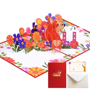 3D Dog Pop Up Greeting Card Birthday Wedding Valentine Mother's Day Card - Picture 1 of 10