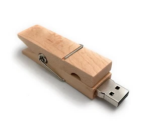 Wäscheklammer echt Holz Klammer Glupperl Funny USB Stick div Kapazitäten - Picture 1 of 38