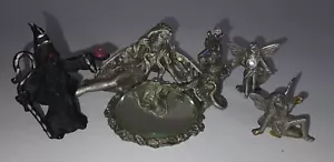 Vintage 90s 1997 SUNGLO fairy wizard mythical lot Made in USA Signed Pewter - Picture 1 of 4