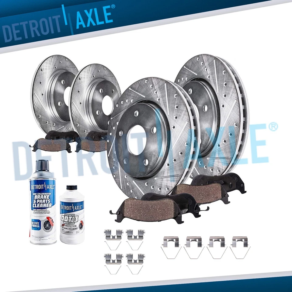 Kit de pastillas de freno de rotores de disco ranurados perforados delanteros traseros para Honda Accord Acura TSX Foto 1 de 4