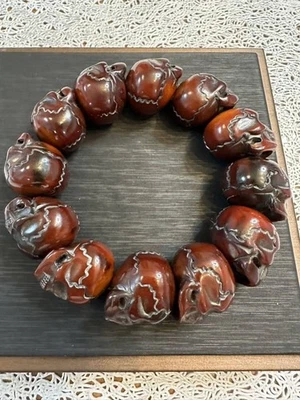 Pulsera Calavera Tibetana Natural Cuerno de Yak Cuerno de Vaca Pulsera, 16cm/6.3" Foto 1 de 4