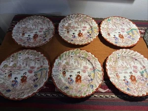 "Platos de ensalada de porcelana para niña Geshia pintados a mano de colección Japón 7,5""" - Imagen 1 de 13