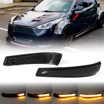 Pair For Hyundai Veloster 2011-2015 Sequential Turn Signal Light LED Side Mirror - Image 1 of 4