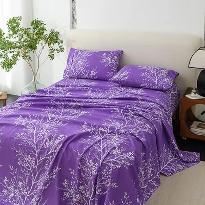  Twin Sheets Sets - Pure Microfiber 3 Piece Polyester Twin/Twin XL Purple/White - Image 1 of 4