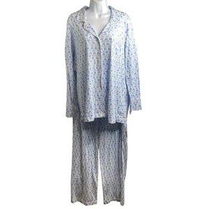 Carole Hochman Women's Blue Cat Two Piece Pajama Set Size XL Cozy Soft Cute - Picture 1 of 24