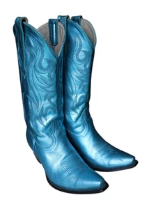 Idyllwind Miranda Lambert Leather Teal Blue Metallic Western Cowboy Boots SZ 8.5 - Picture 1 of 12