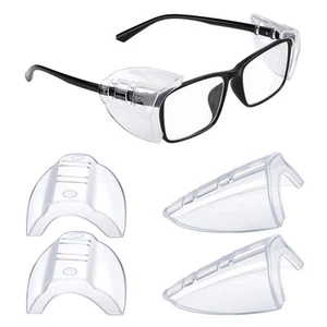 2 Pairs Eye Glasses Side Shields Flexible Slip on Side Shields for Safety Glass - Picture 1 of 7
