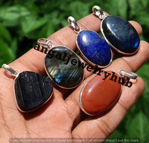 Lot! Coral & Mix Gemstone 10PCS Pendant 925 Sterling Silver Plated Bulk Jewelry - Picture 1 of 5
