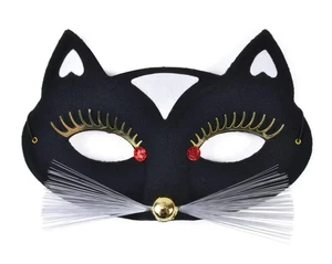 BLACK PANTHER CAT 1/2 EYE MASK FACE MASK HALLOWEEN COSTUME MASQUERADE ACCESSORY - Picture 1 of 1