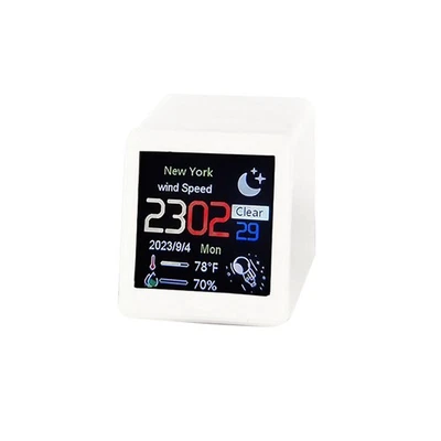 New Mini Clock WIFI Weather Clock Screen Temperature&Humidity Desktop Decor Gift - Image 1 of 4