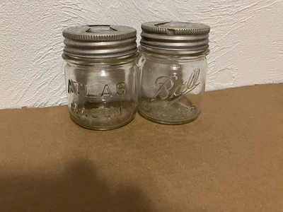 Atlas & Ball 1/2 Pint Jars & Lids (Nice) - Image 1 of 4