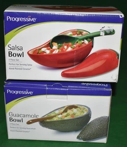 PROGRESSIVE Ceramic Serving Dishes SALSA BOWL & GUACAMOLE BOWL New in Boxes - Picture 1 of 1
