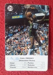 CARTA NAIPE TARJETA CROMO OLD CARD NBA BASKETBALL PAUL PRESSEY MILWAUKEE BUCKS.. - Imagen 1 de 2