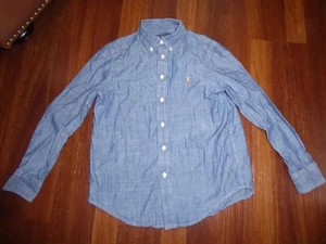 Ralph Lauren Shirt Boy Medium 10/12 Youth Blue Denim Button Down Classic Preppy - Picture 1 of 12