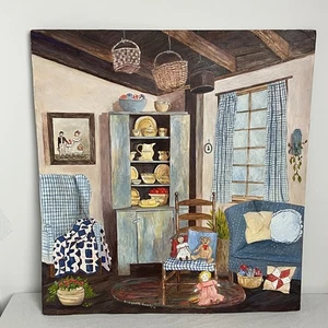 Pintura Original My Favorite Room de Elizabeth Dowdy Primitive Home Bodegón - Imagen 1 de 6
