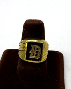 Karatclad Vintage 18kt HGE gelb mit D Initiale auf schwarzem Stein RING PINKY GR. 7 - Bild 1 von 9