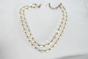 Vintage Aurora Borealis crystal Double Strand Choker necklace - Picture 1 of 6