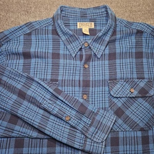 Duluth Trading Shirt Mens 4XL Blue Flapjack Flannel Plaid Shacket Heavy Button - Picture 1 of 9